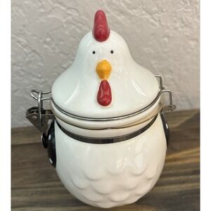 READ Boston Warehouse Chicken Polka Dot Glazed Locking jar Crazing Farmhouse